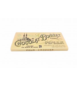 Tablette de chocolat lait et aux amandes - Bonnat Chocolatier - 100 g