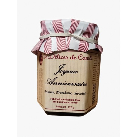 Confiture "Joyeux Anniversaire" pomme-framboise - Les délices de Camille